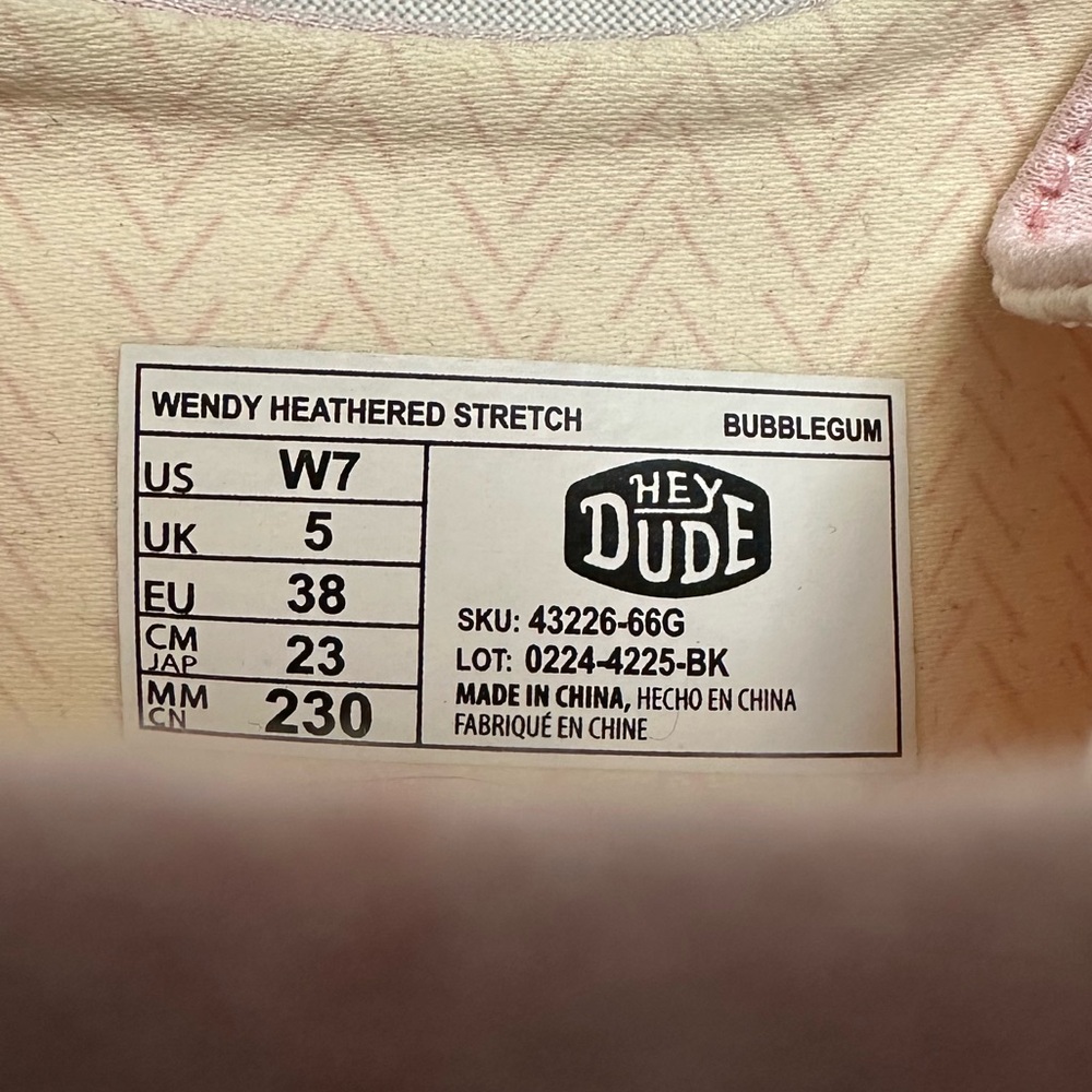 Hey Dude Wendy Heathered Stretch in Bubblegum Pink Women’s Size 7 NWOB - Picture 7 of 7